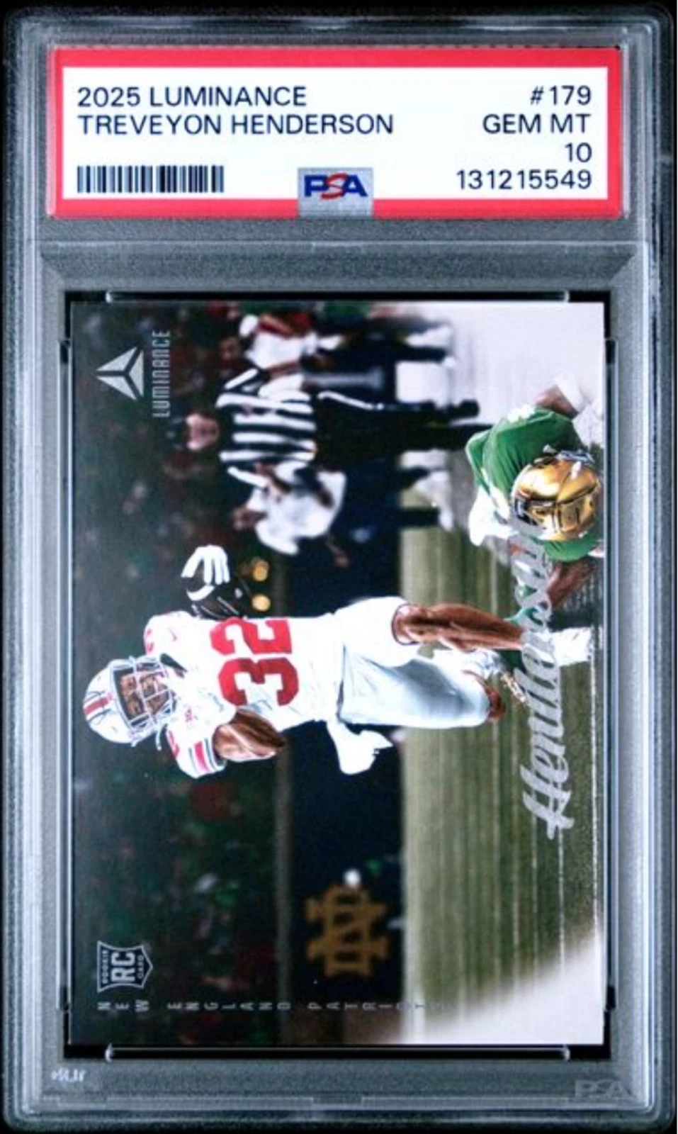 Graded 2025 Panini Luminance TreVeyon Henderson #179 Rookie Football Card PSA 10