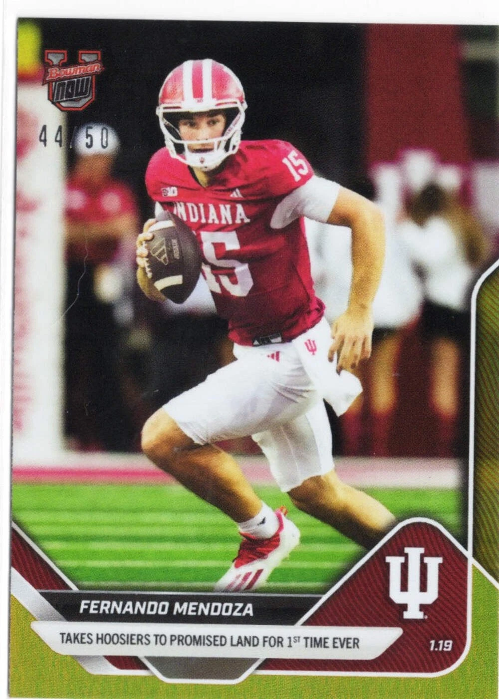 2025 Bowman U Now Fernando Mendoza #67 Gold Foil /50 Rookie RC Football Card