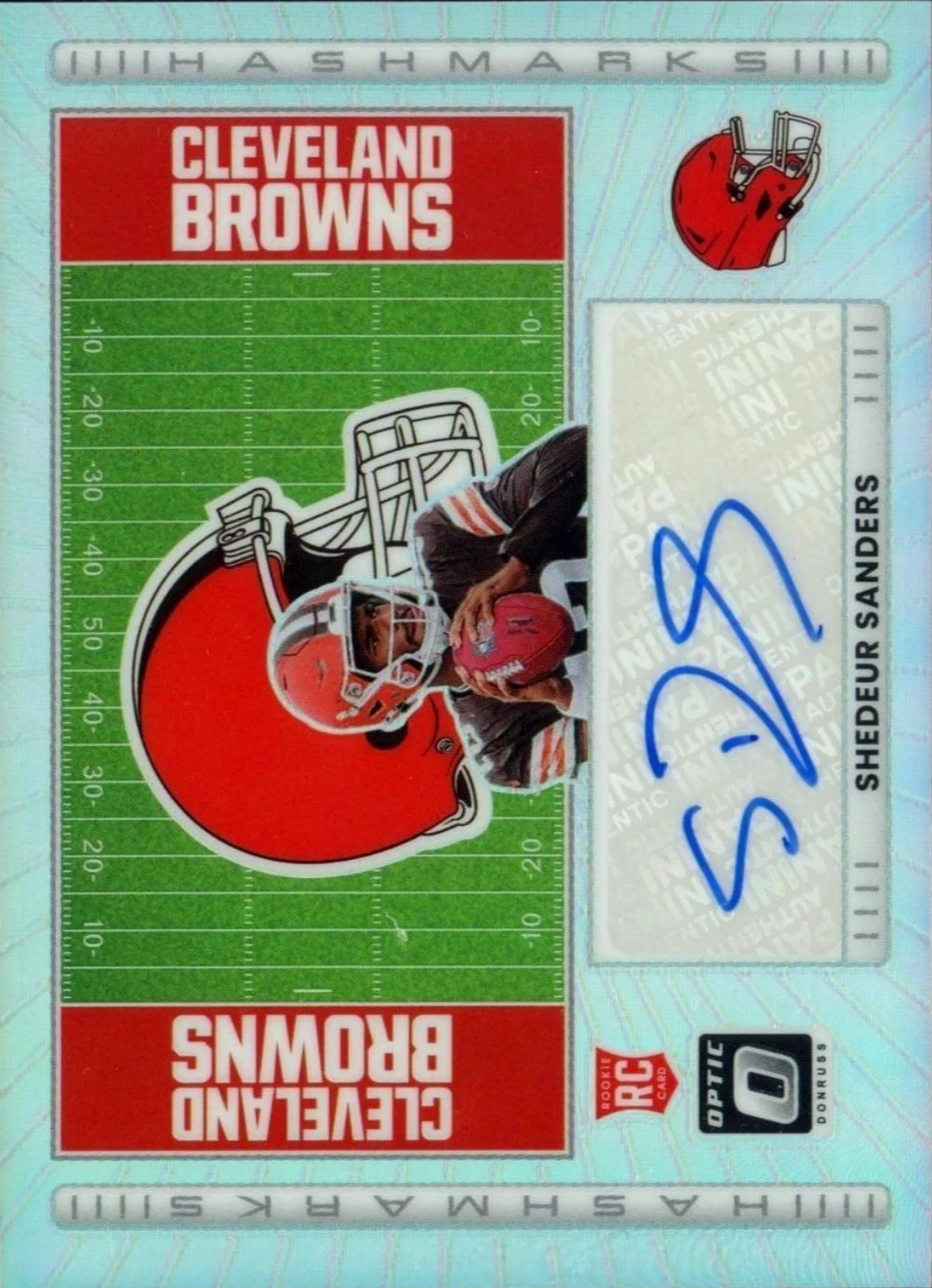 2025 Donruss Optic Shedeur Sanders #HM-SS Hashmarks Prizm Auto RC Football Card