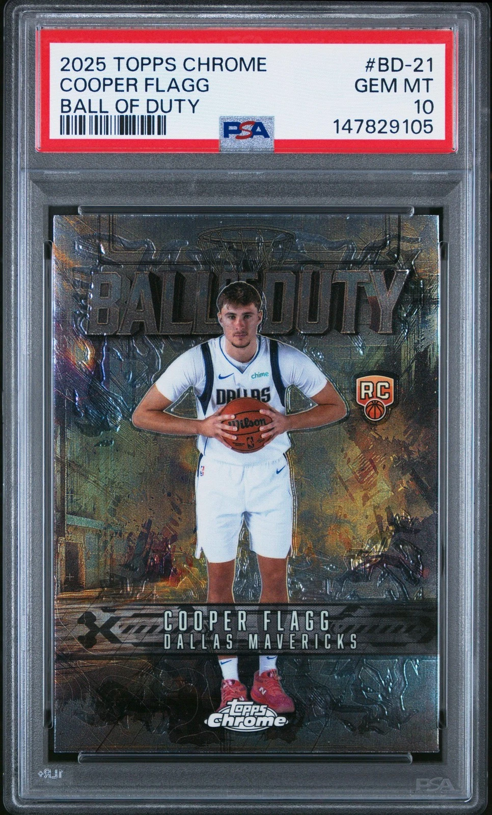 Graded 2025 Topps Chrome Cooper Flagg #BD21 Ball of Duty Basketball Card PSA 10