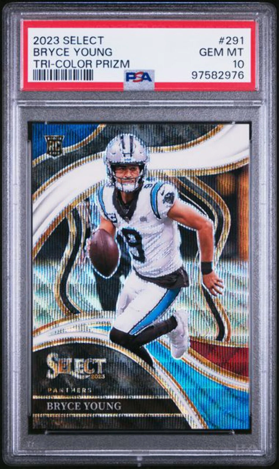Graded 2023 Panini Select Bryce Young #291 /149 Tri Prizm Rookie Card PSA 10