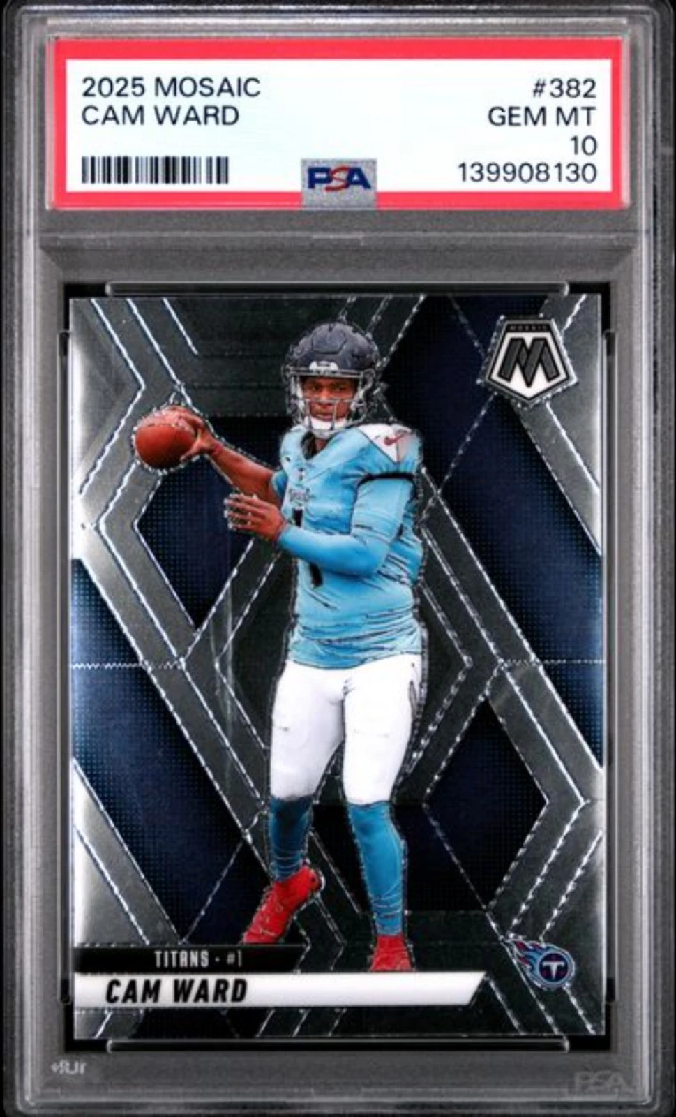 Graded 2025 Panini Mosaic Cam Ward #382 Rookie RC Football Card PSA 10 Gem Mint