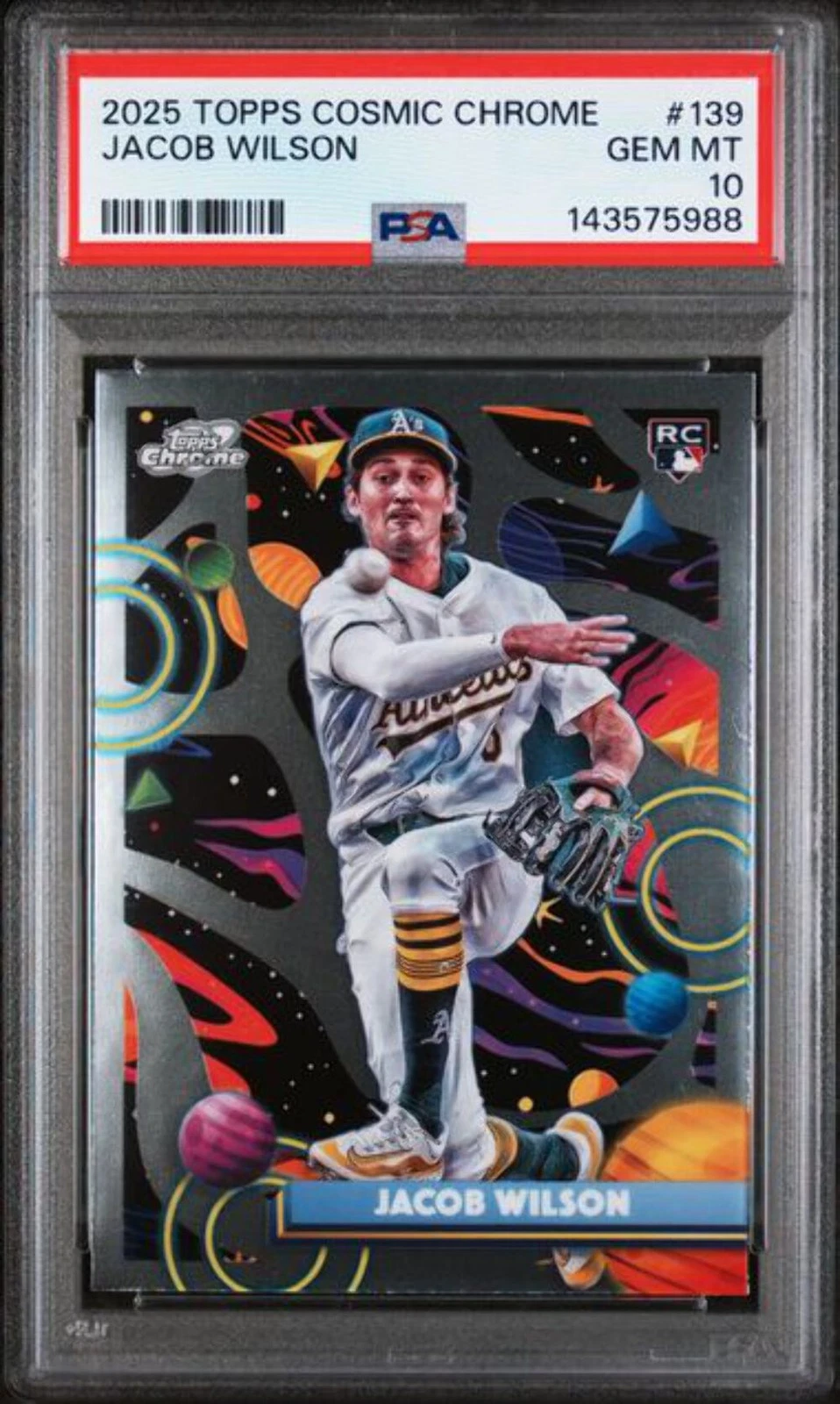 Graded 2025 Topps Cosmic Chrome Jacob Wilson #139 Rookie RC Baseball Card PSA 10