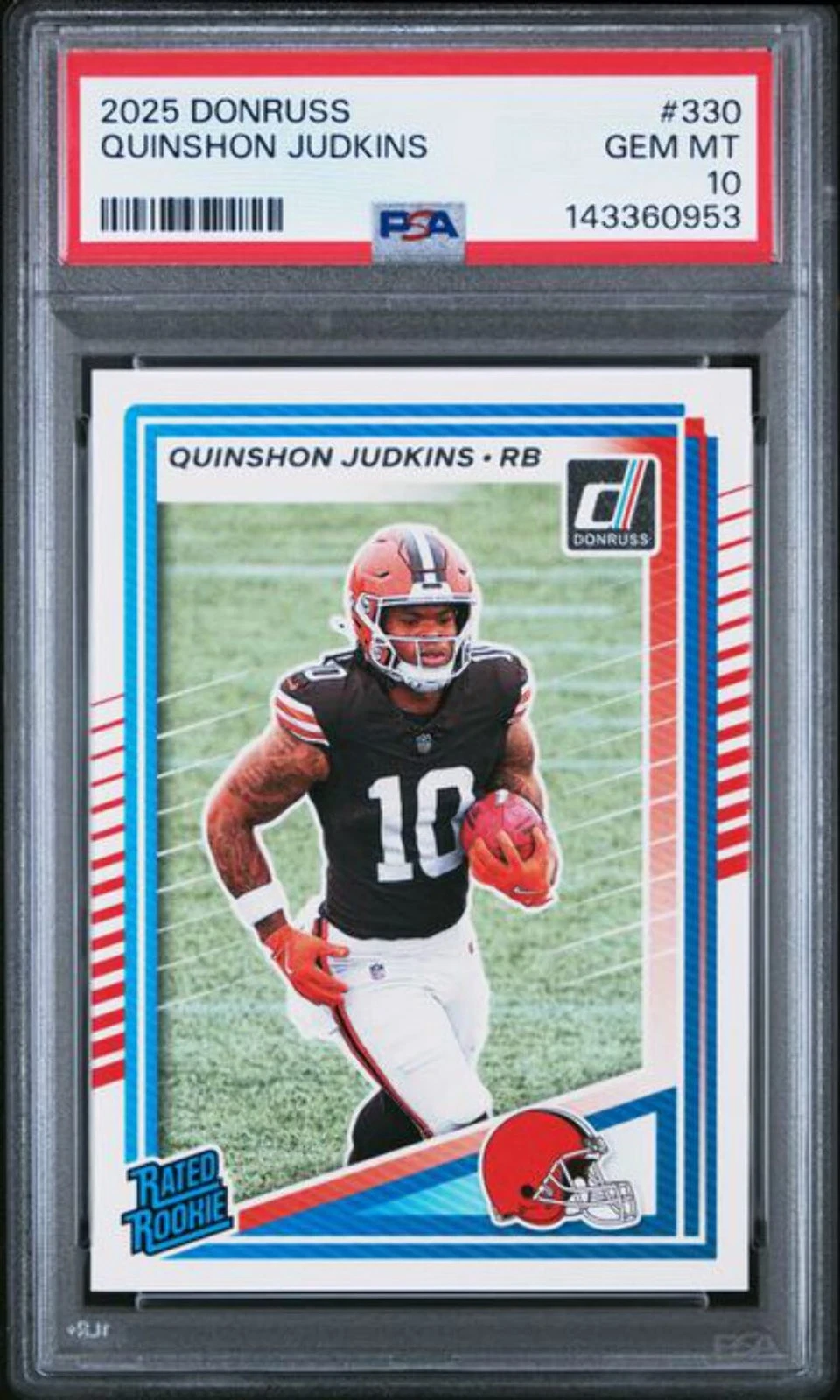 Graded 2025 Panini Donruss Quinshon Judkins #330 Rookie RC Card PSA 10 Gem Mint