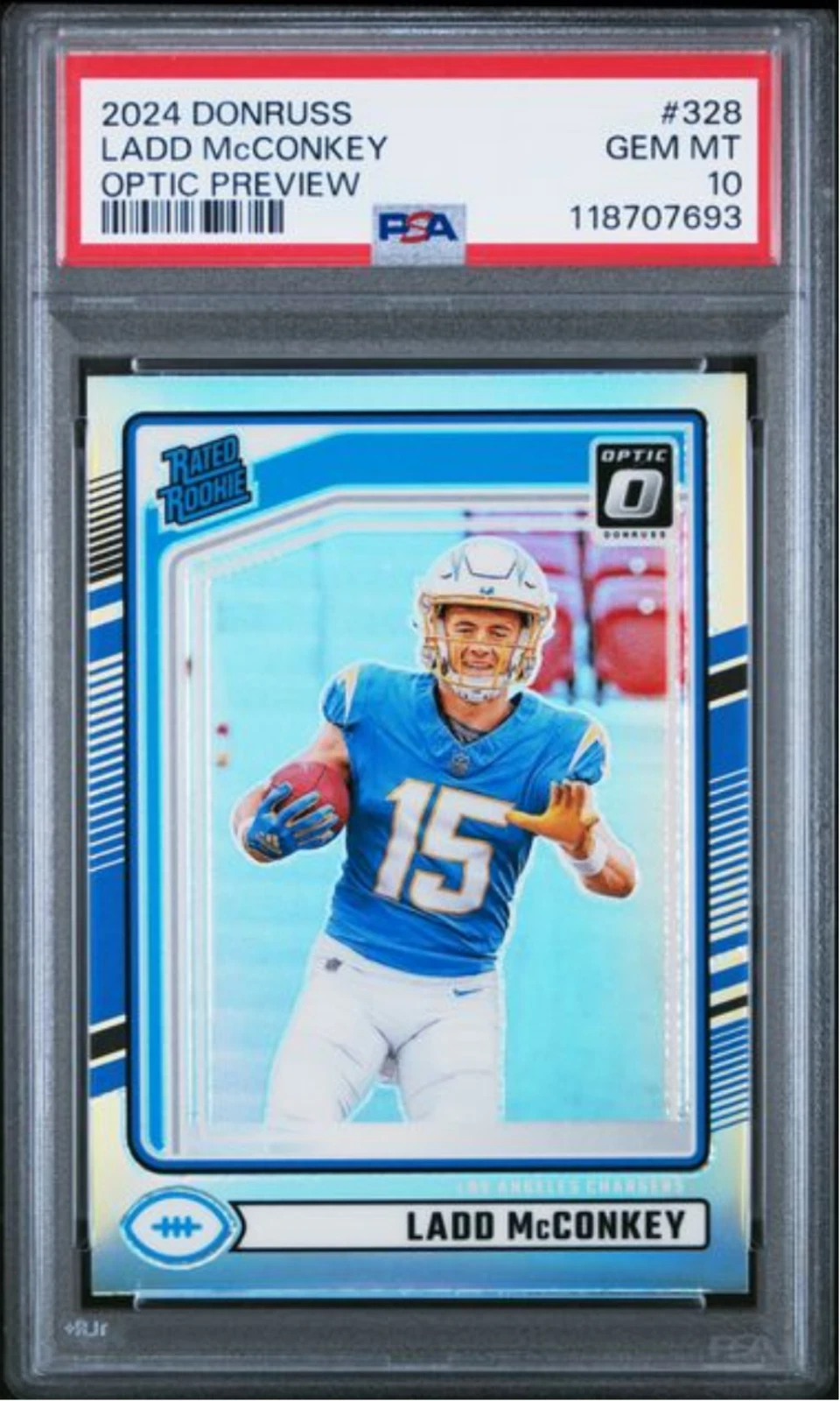 Graded 2024 Panini Donruss Ladd McConkey #328 Optic Preview Rookie RC Football C