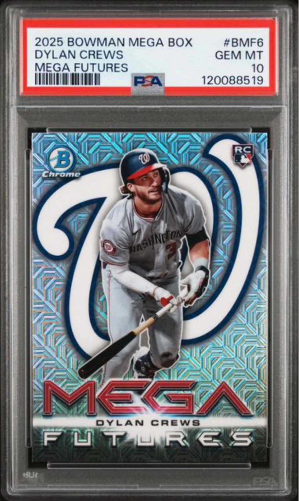 Graded 2025 Topps Bowman MB Dylan Crews #BMF6 Mega Futures Rookie Card PSA 10