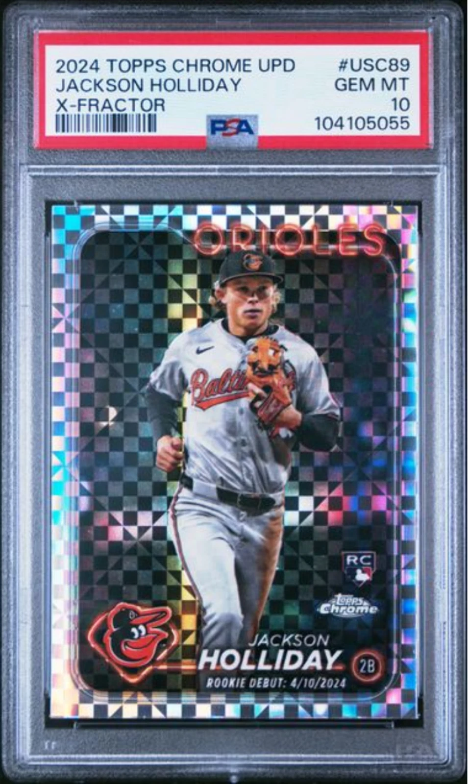 Graded 2024 Topps Chrome Update Jackson Holliday #USC89 Xfractor RC Card PSA 10