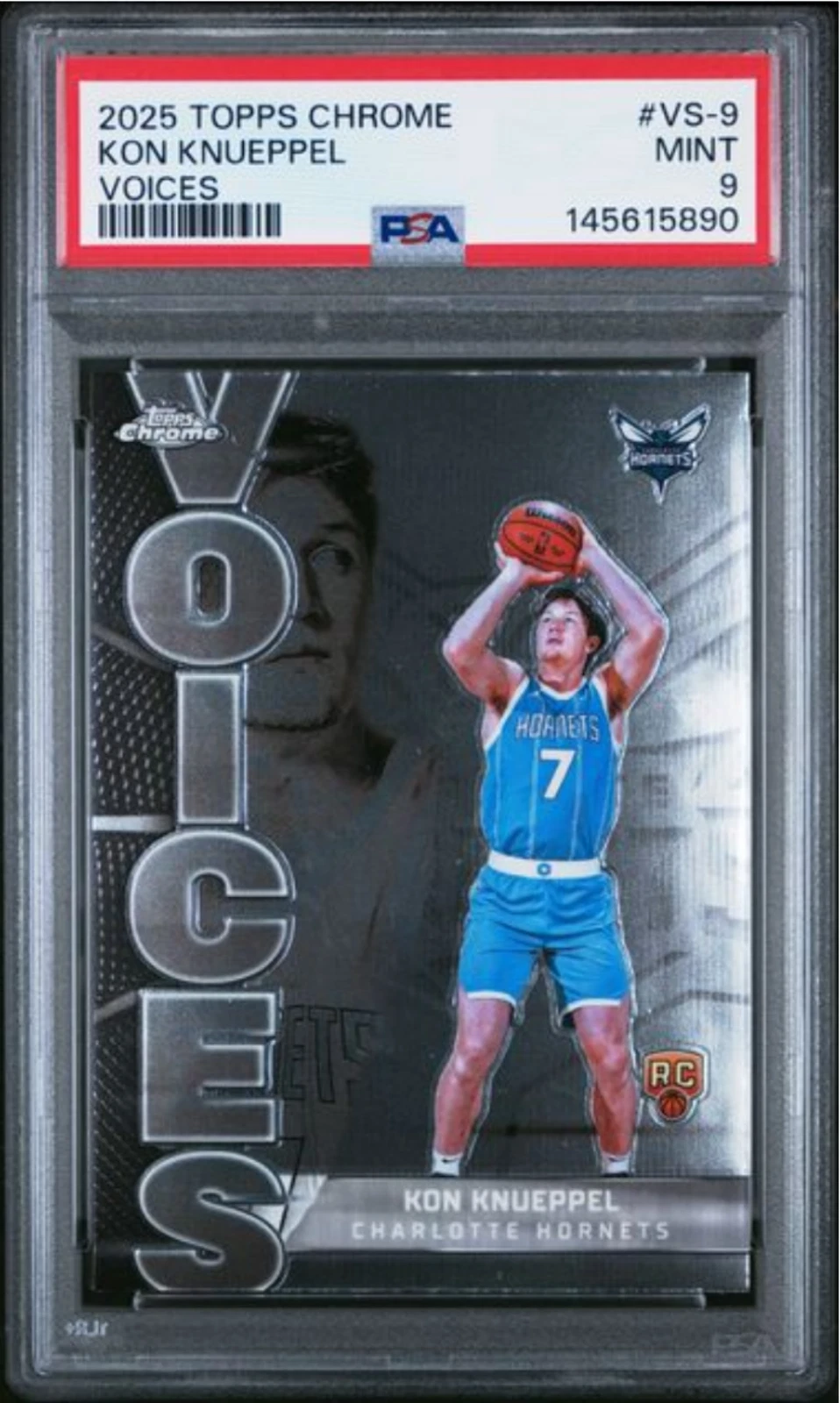 Graded 2025 Topps Chrome Kon Knueppel #VS9 Voices Rookie RC Card PSA 9 Mint