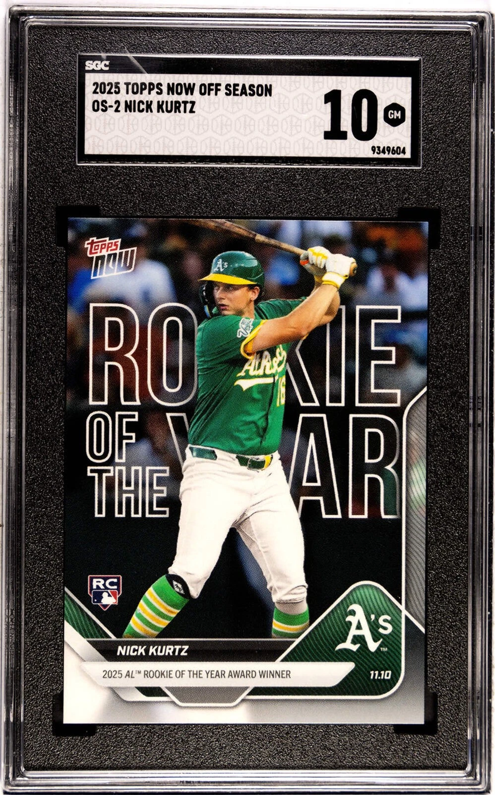 Graded 2025 Topps Now Nick Kurtz #OS2 Offseason Rookie RC Card SGC 10 Gem Mint