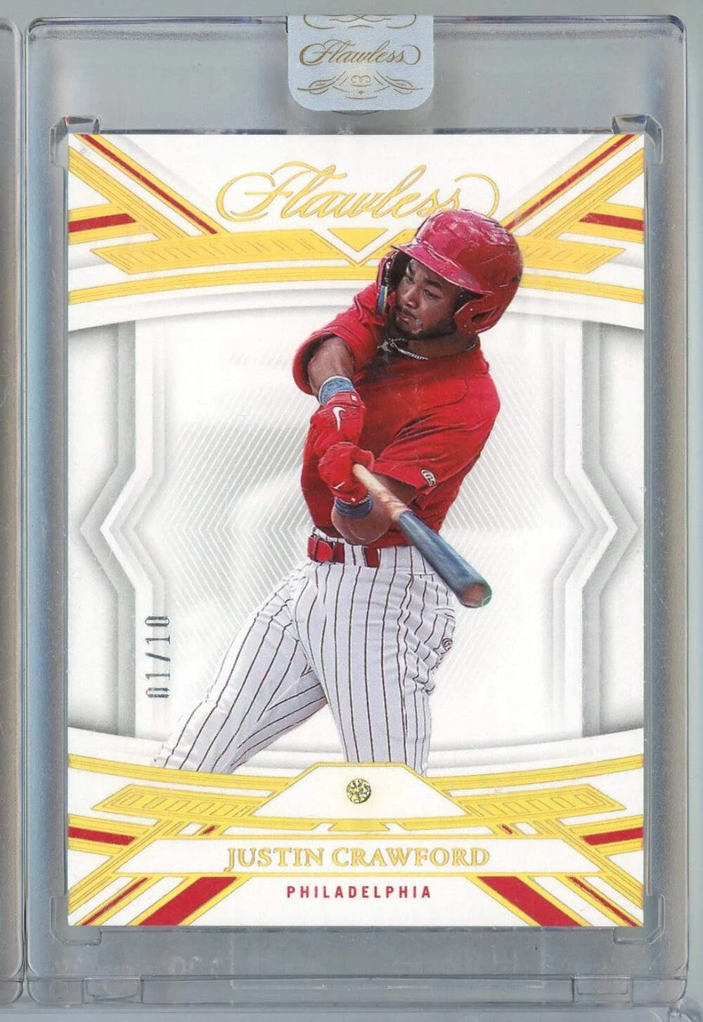 2023 Panini Flawless Justin Crawford #22 01/10 Yellow Diamond Rookie RC Card