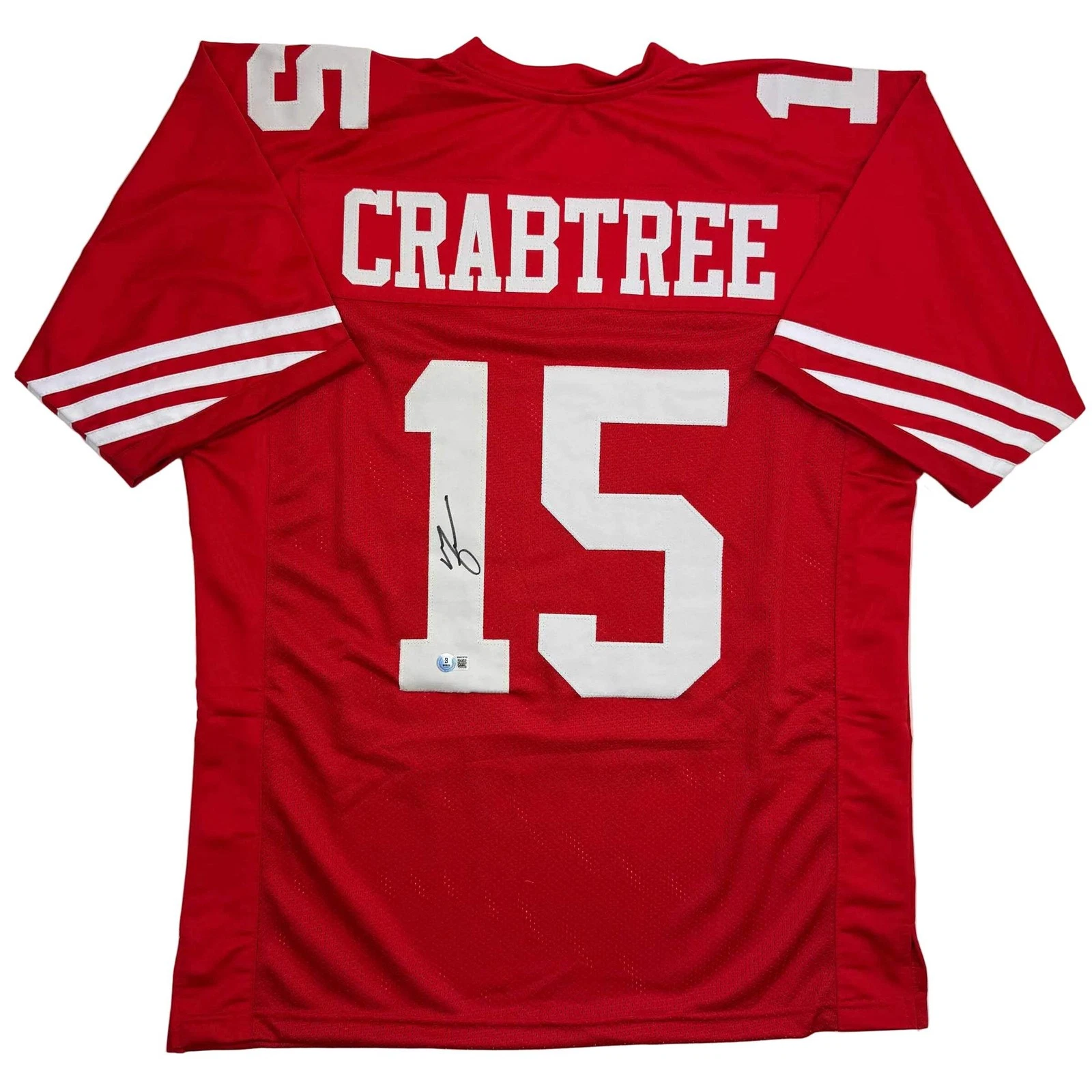 Autographed/Signed Michael Crabtree San Francisco Red Jersey Beckett BAS COA