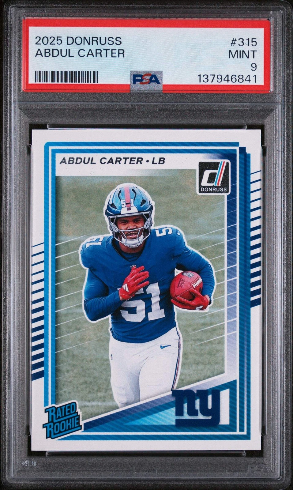 Graded 2025 Panini Donruss Abdul Carter #315 Rookie RC Football Card PSA 9 Mint