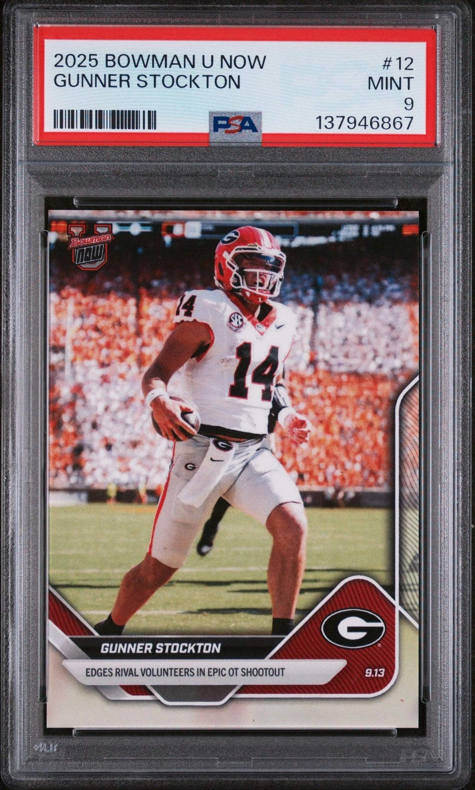 Graded 2025 Topps Bowman U Now Gunner Stockton #12 Rookie RC Football Card PSA 9
