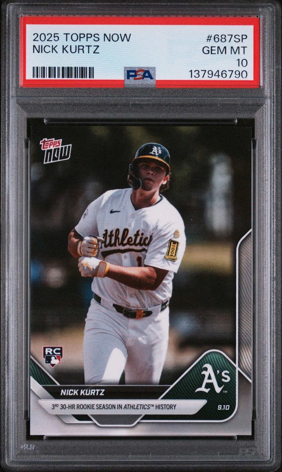 Graded 2025 Topps Now Nick Kurtz #687SP Rookie RC Baseball Card PSA 10 Gem Mint