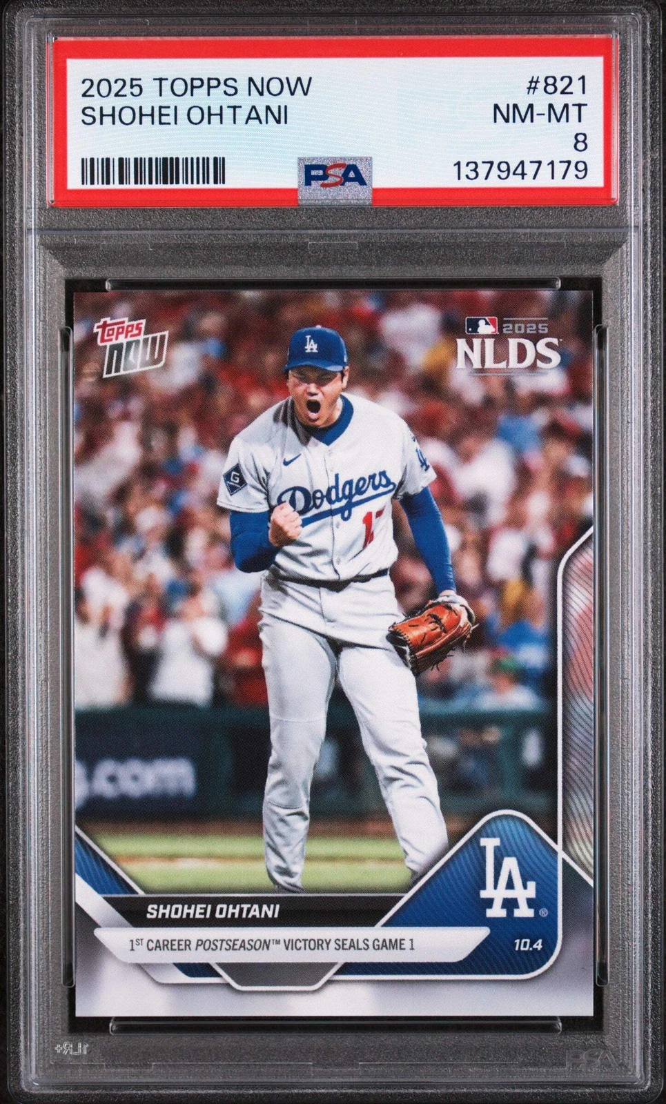 Graded 2025 Topps Now Shohei Ohtani #821 Baseball Card PSA 8 Near Mint