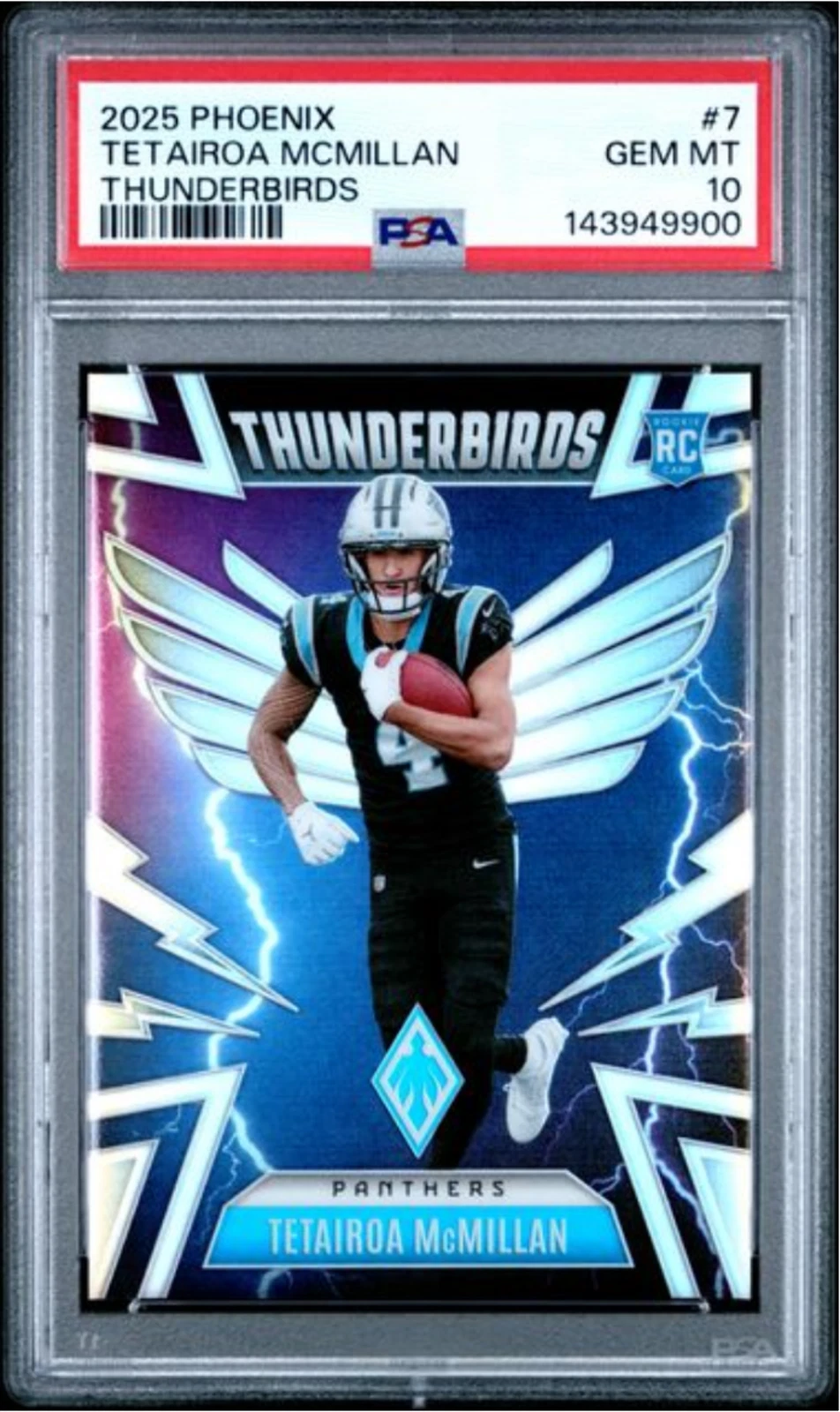 Graded 2025 Phoenix Tetairoa McMillan #7 Thunderbirds RC Football Card PSA 10