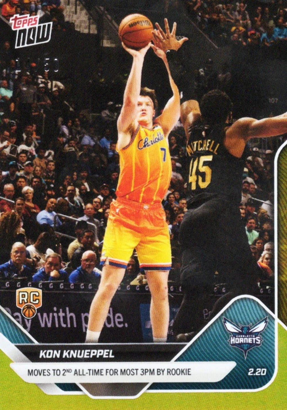 2025 Topps Now Kon Knueppel #179 Gold Foil /50 Rookie RC Basketball Card