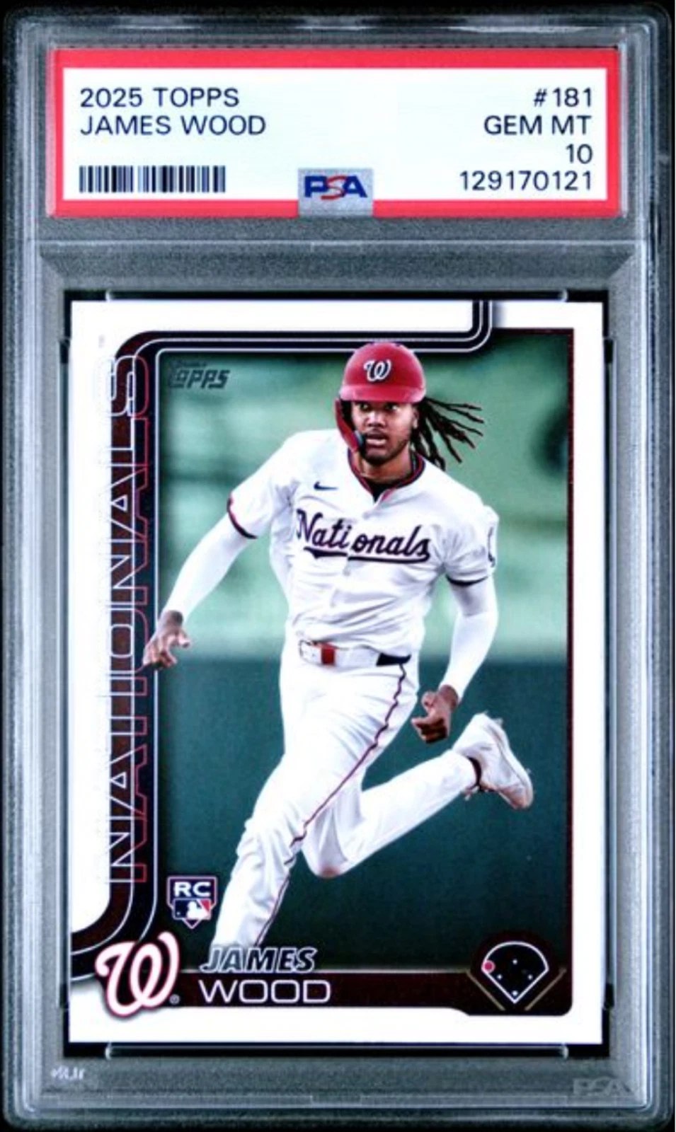 Graded 2025 Topps James Wood #181 Rookie RC Baseball Card PSA 10 Gem Mint