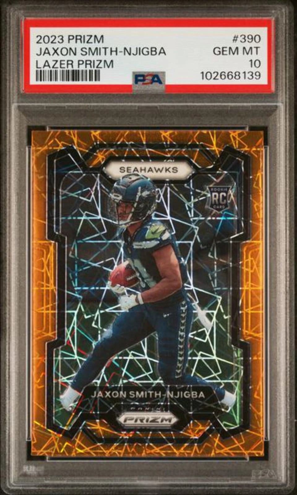 Graded 2023 Panini Prizm Jaxon Smith-Njigba #390 Lazer Prizm Rookie Card PSA 10