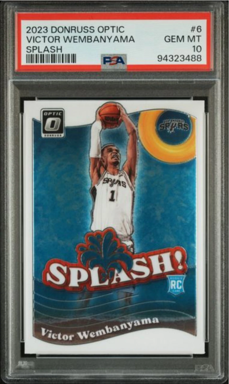 Graded 2023 Panini Donruss Optic Victor Wembanyama #6 Splash Rookie Card PSA 10