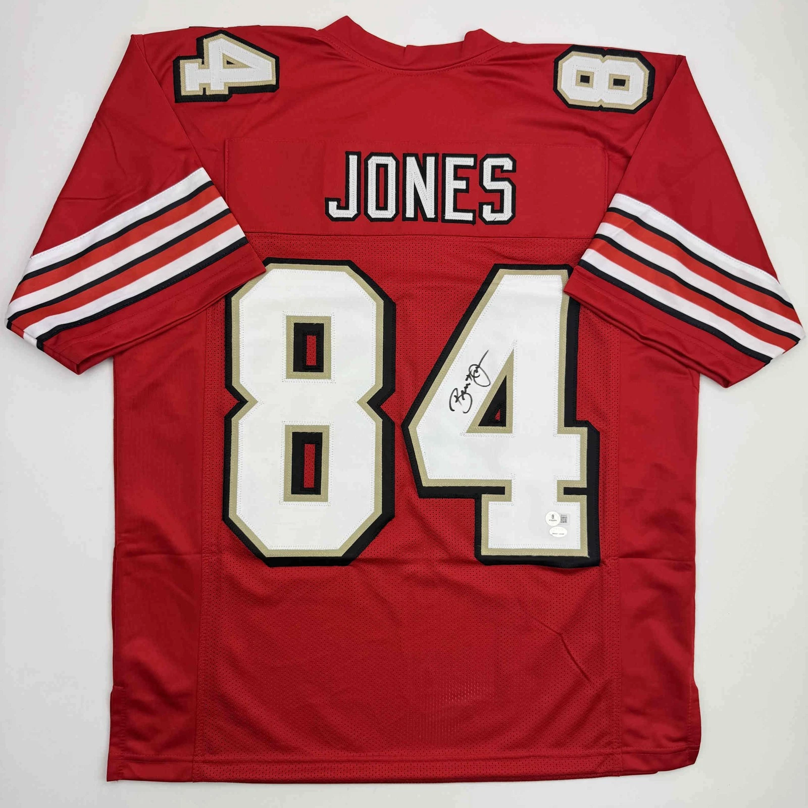 Autographed/Signed Brent Jones San Francisco Red Alternate Jersey Beckett COA