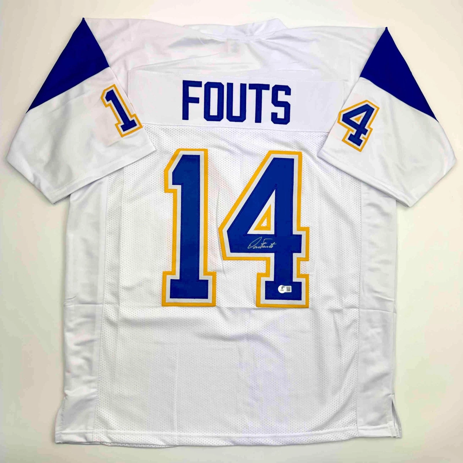 Autographed/Signed Dan Fouts San Diego White Football Jersey Beckett BAS COA