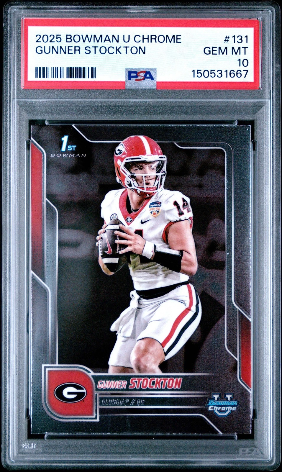Graded 2025 Topps Bowman U Chrome Gunner Stockton #131 Rookie RC Card PSA 10
