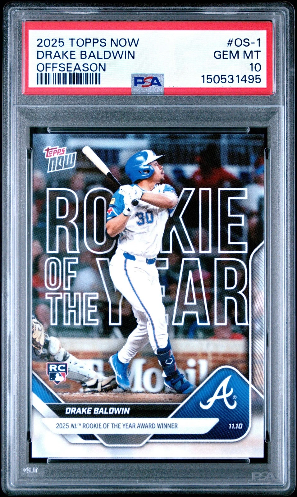 Graded 2025 Topps Now Drake Baldwin #OS-1 Offseason Rookie Baseball Card PSA 10