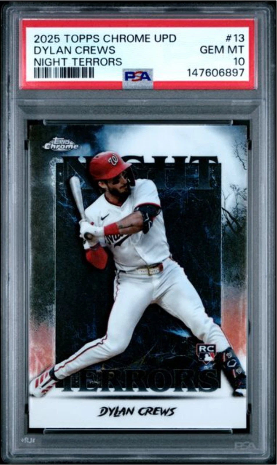 Graded 2024 Topps Chrome Upd Dylan Crews #13 Night Terrors Baseball Card PSA 10