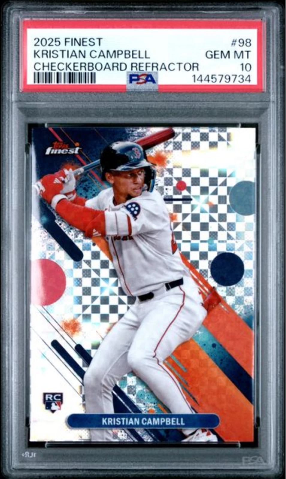 Graded 2025 Finest Kristian Campbell #98 Checkerboard RC Baseball Card PSA 10