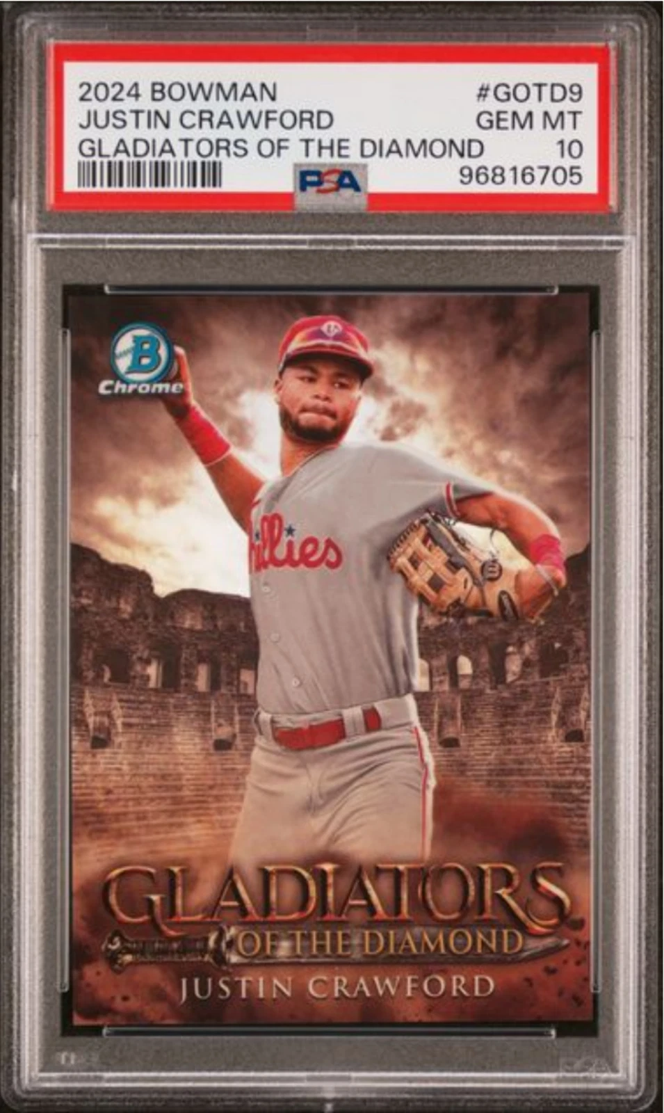 Graded 2024 Topps Bowman Justin Crawford #GOTD9 Rookie RC Baseball Card PSA 10