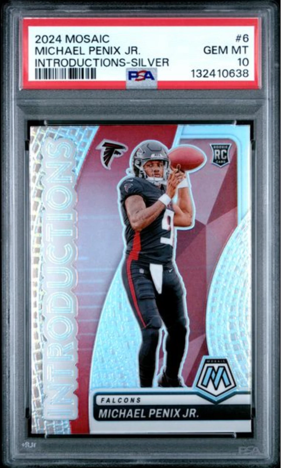 Graded 2024 Panini Mosaic Michael Penix Jr #6 Silver RC Football Card PSA 10