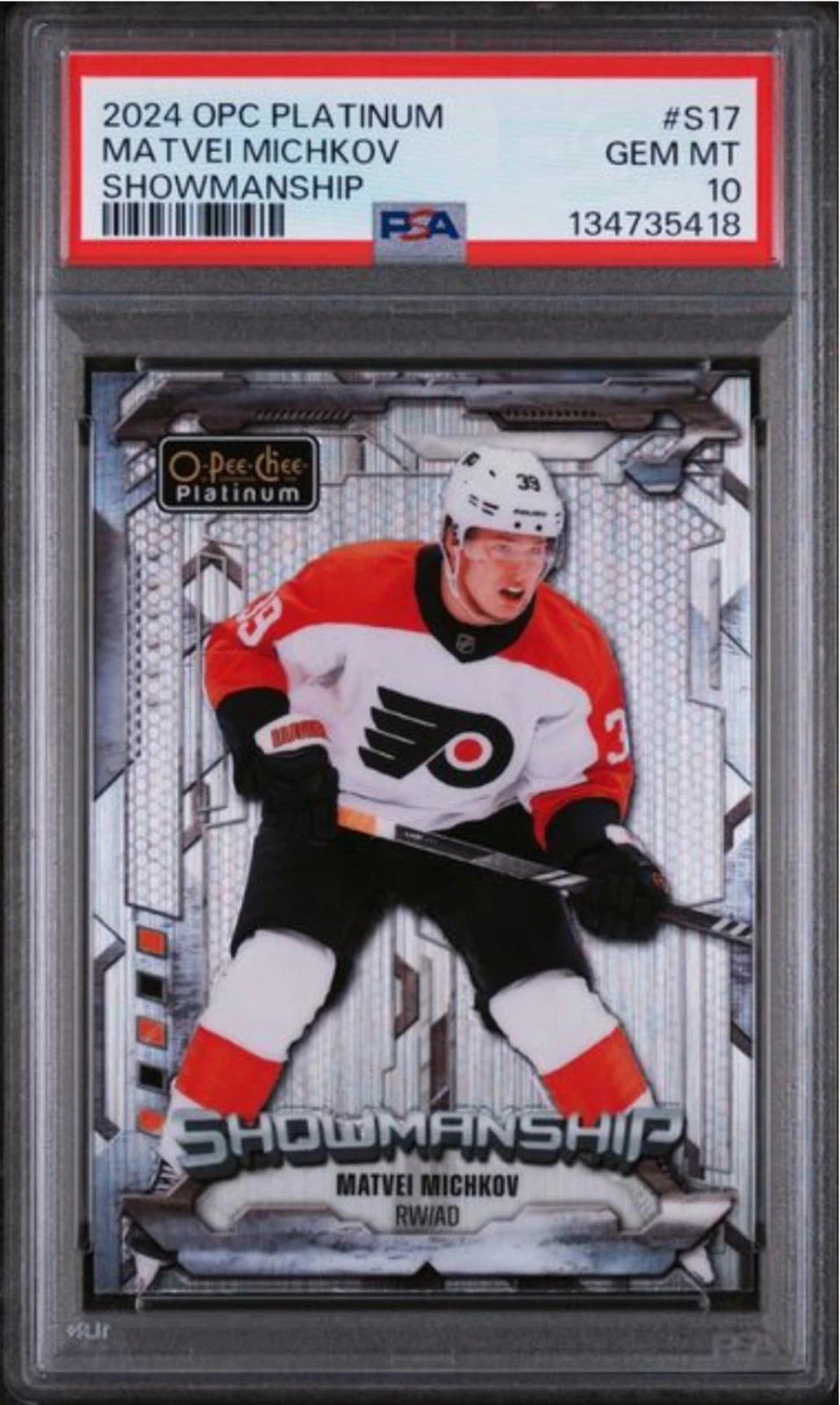 Graded 2024 O-Pee-Chee Platinum Matvei Michkov #S17 RC Hockey Card PSA 10