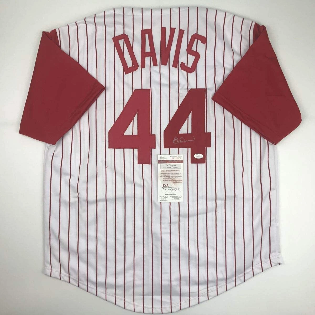 Autographed/Signed ERIC DAVIS Cincinnati Pinstripe Baseball Jersey JSA COA Auto