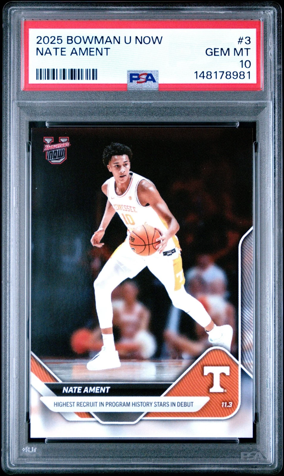 Graded 2025 Topps Bowman U Now Nate Ament #3 Rookie RC Card PSA 10 Gem Mint