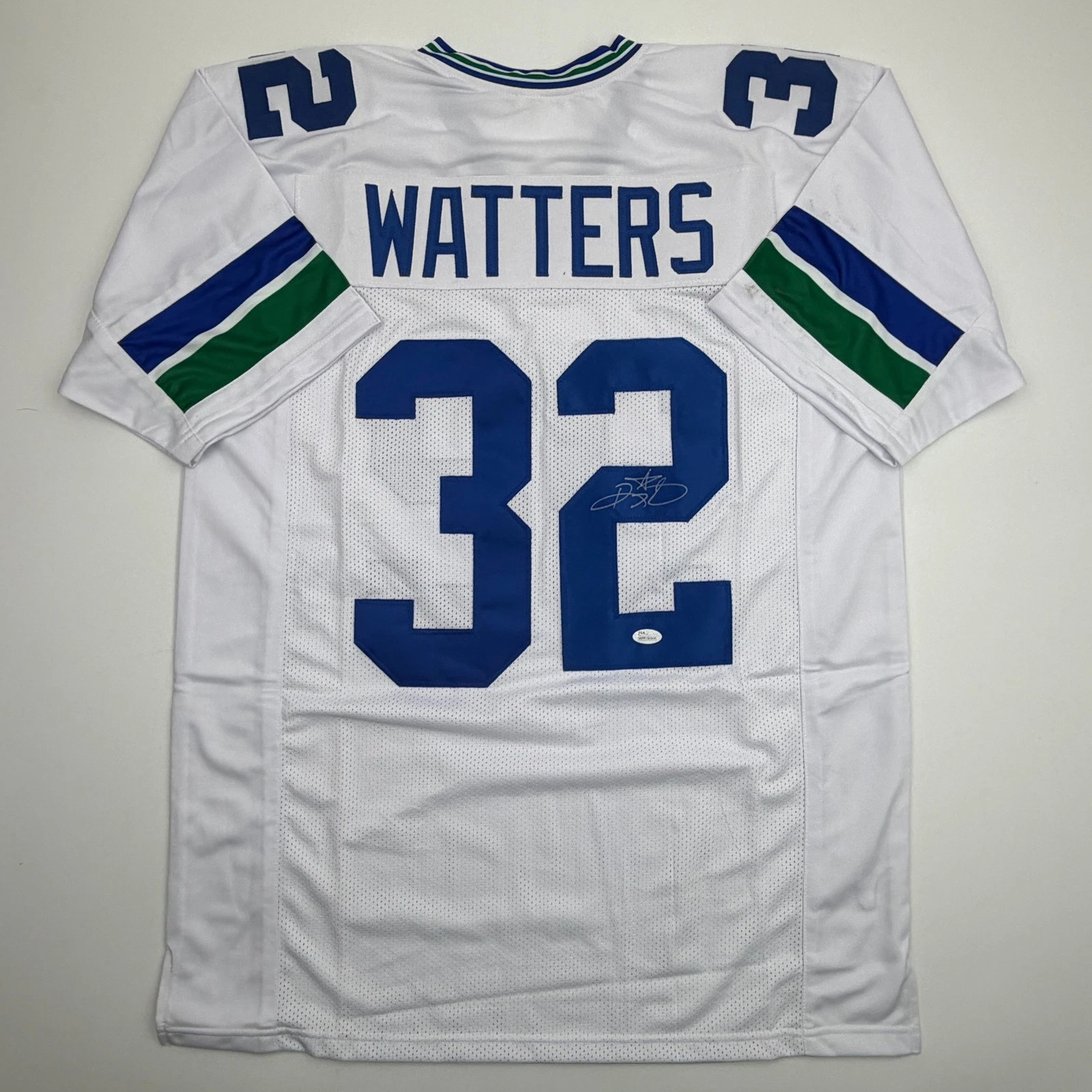 Autographed/Signed Ricky Watters Seattle White Football Jersey Beckett BAS COA