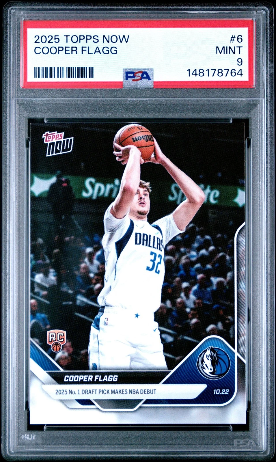 Graded 2025 Topps Now Cooper Flagg #6 Rookie RC Basketball Card PSA 9 Mint