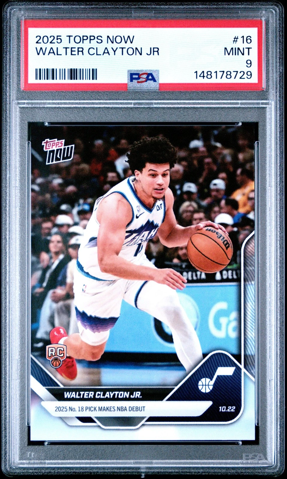 Graded 2025 Topps Now Walter Clayton Jr. #16 Rookie Basketball Card PSA 9