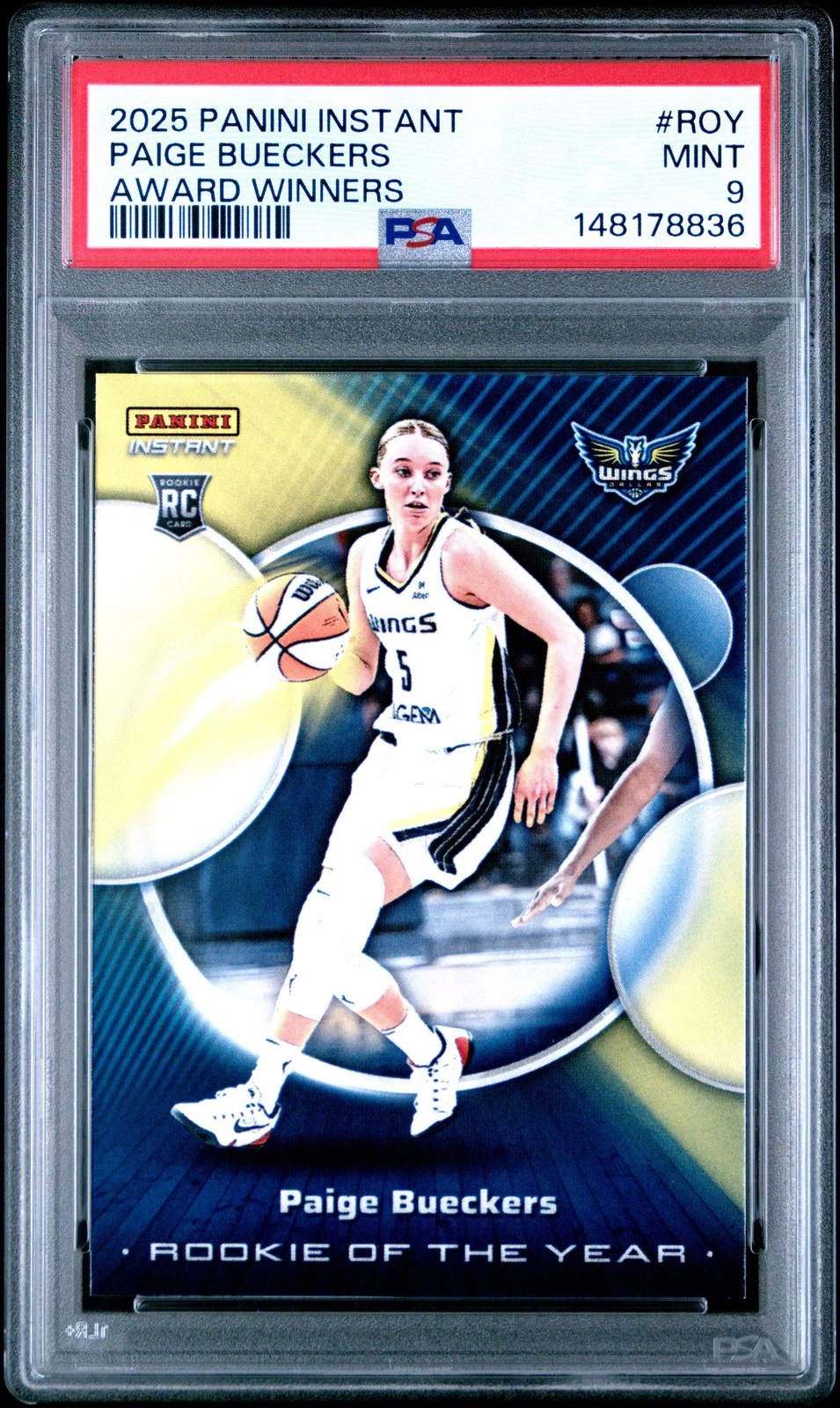 Graded 2025 Panini Instant Paige Bueckers #ROY Rookie RC Basketball Card PSA 9