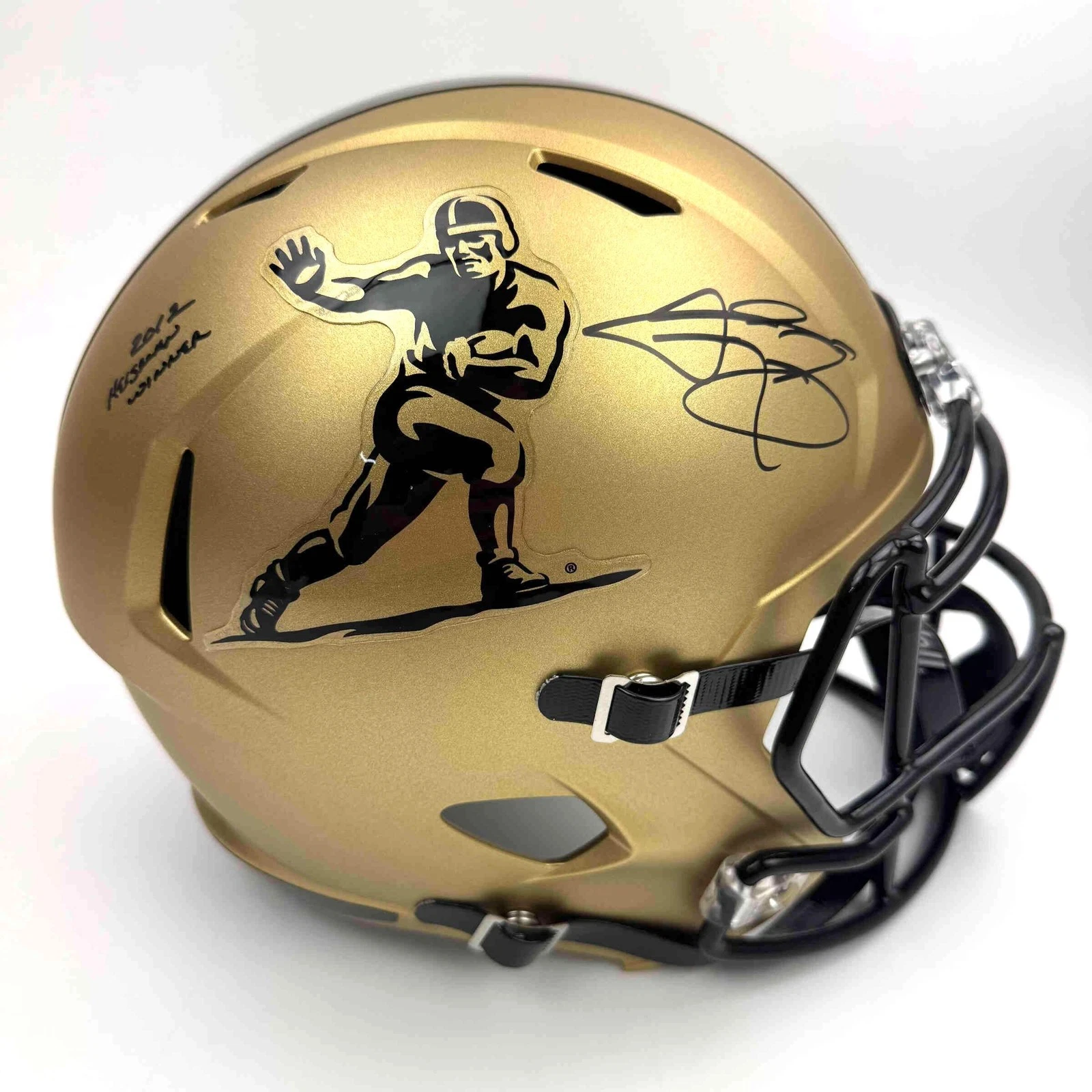 Autographed/Signed Johnny Manziel 2012 Heisman Gold Full Size Helmet Beckett COA