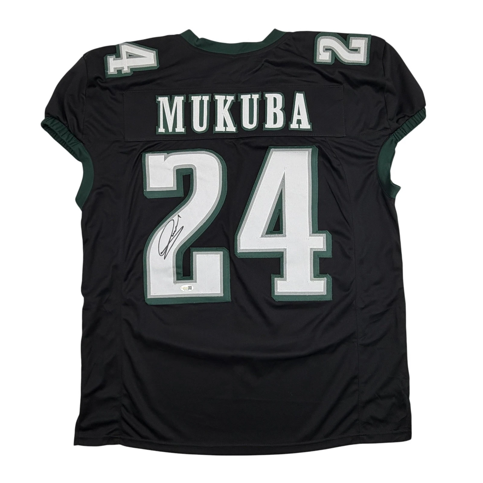 Autographed/Signed Andrew Mukuba Philadelphia Black Pro Cut Jersey JSA COA