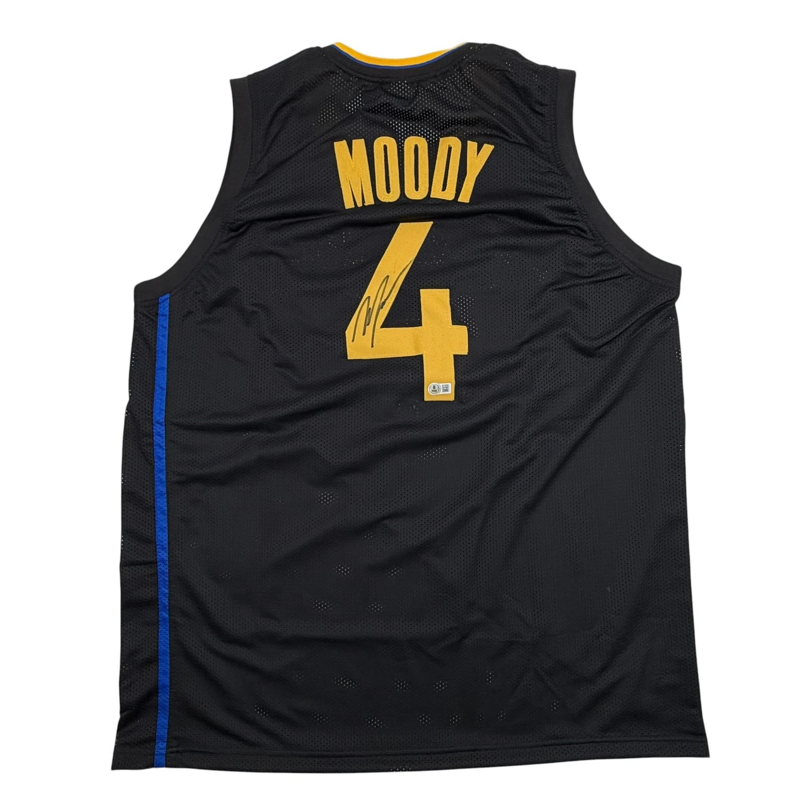 Autographed/Signed Moses Moody Golden State Black Jersey Beckett BAS COA