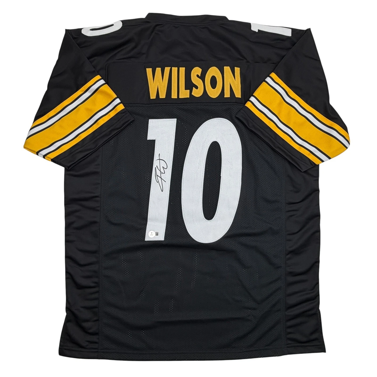 Autographed/Signed Roman Wilson Pittsburgh Black Football Jersey Beckett BAS COA