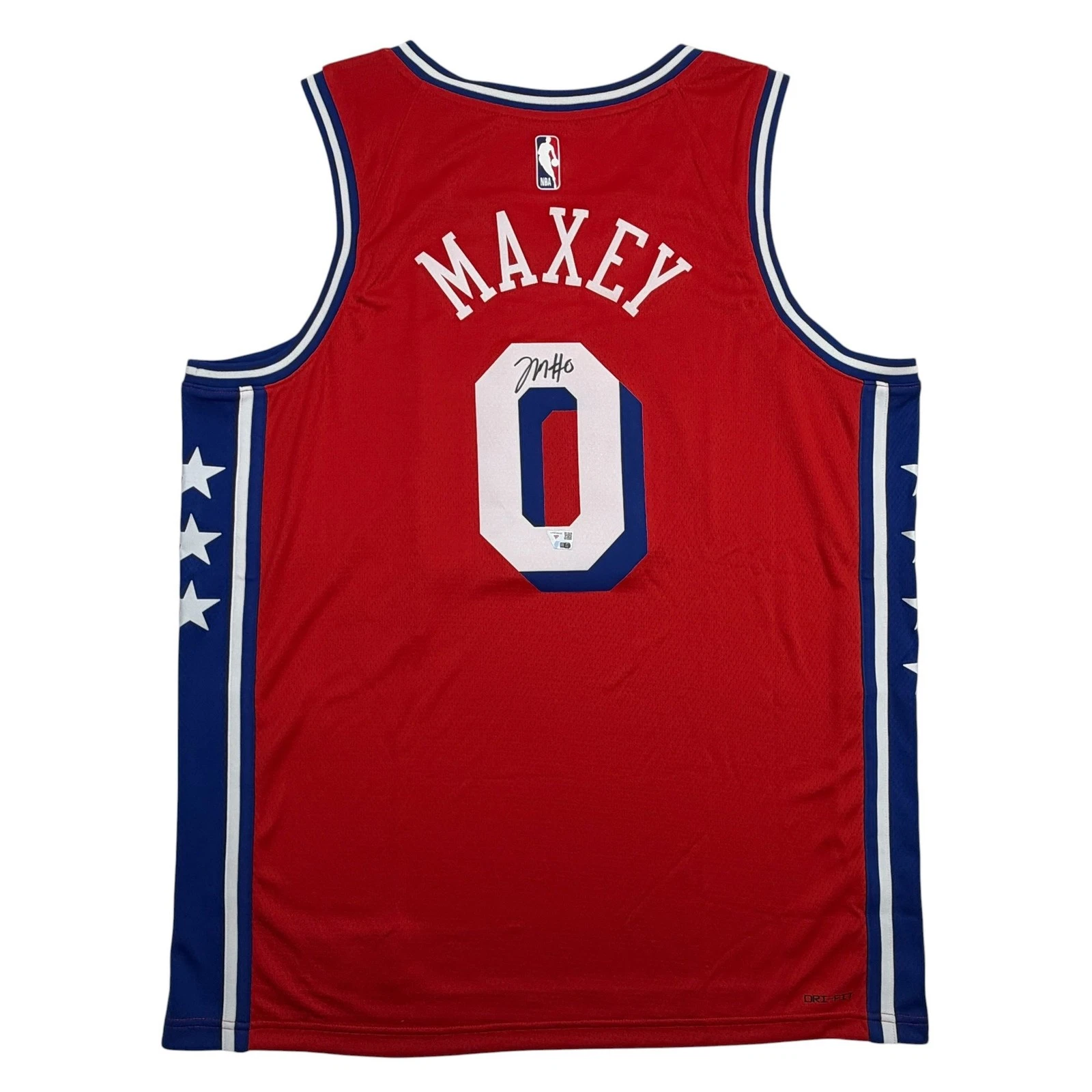 Autographed/Signed Tyrese Maxey Philadelphia 76ers Red Jersey Fanatics COA