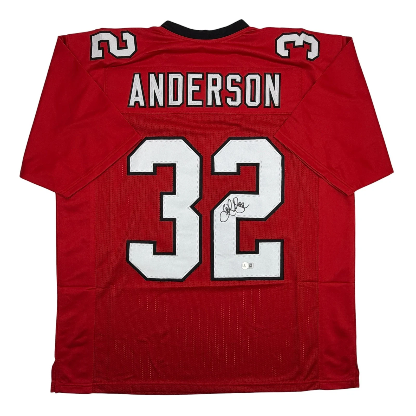 Autographed/Signed Jamal Anderson Atlanta Red Football Jersey Beckett BAS COA