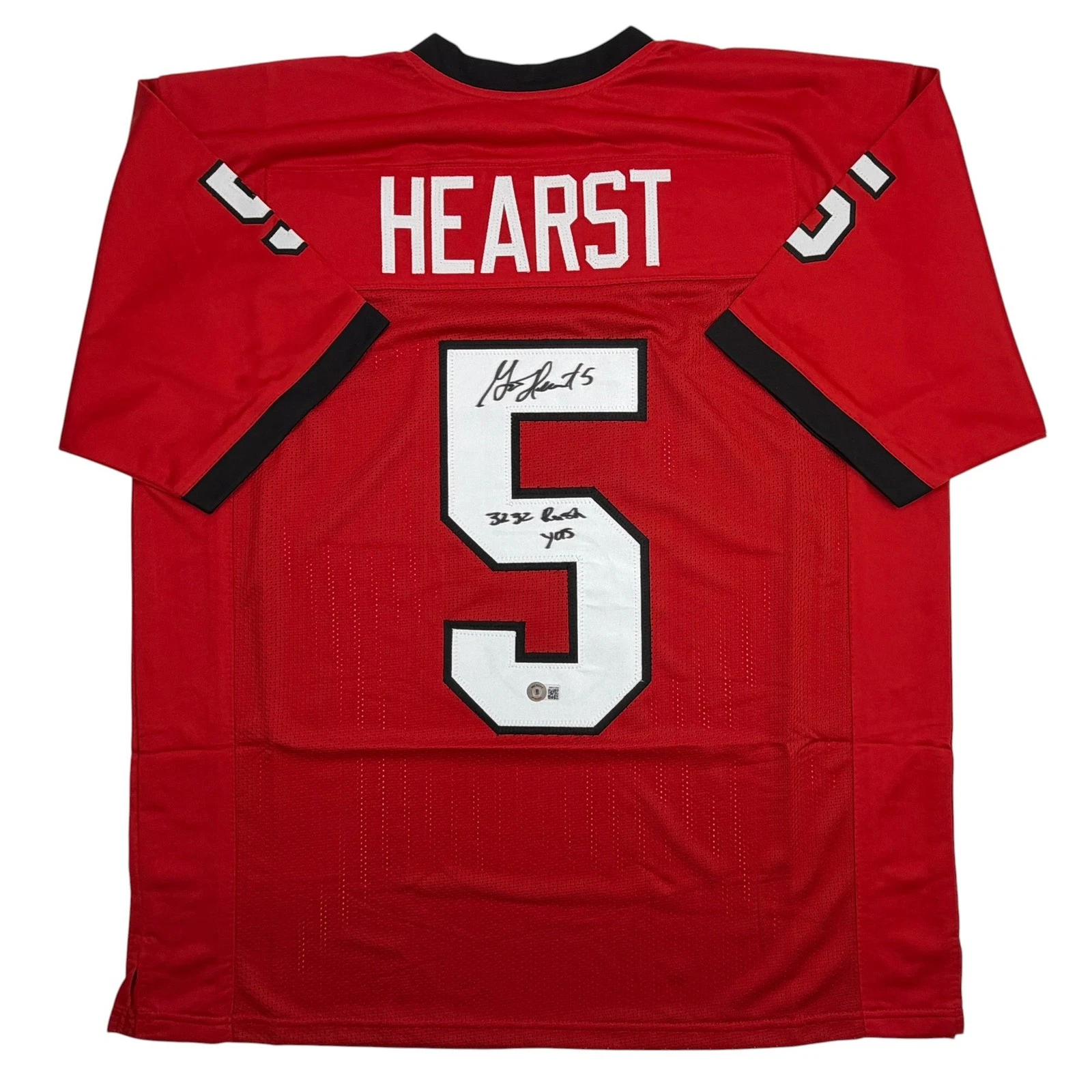 Autographed/Signed Garrison Hearst 3232 Yards Georgia Red Jersey Beckett BAS COA