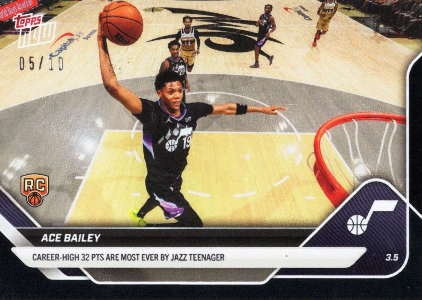 2025 Topps Now Ace Bailey #194 Black /10 Utah Jazz Rookie RC Basketball Card
