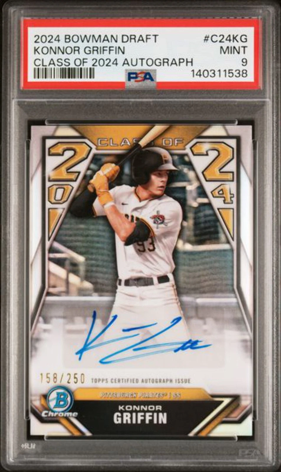 Graded 2024 Bowman Draft Konnor Griffin #C24KG /250 Class Auto Rookie Card PSA 9