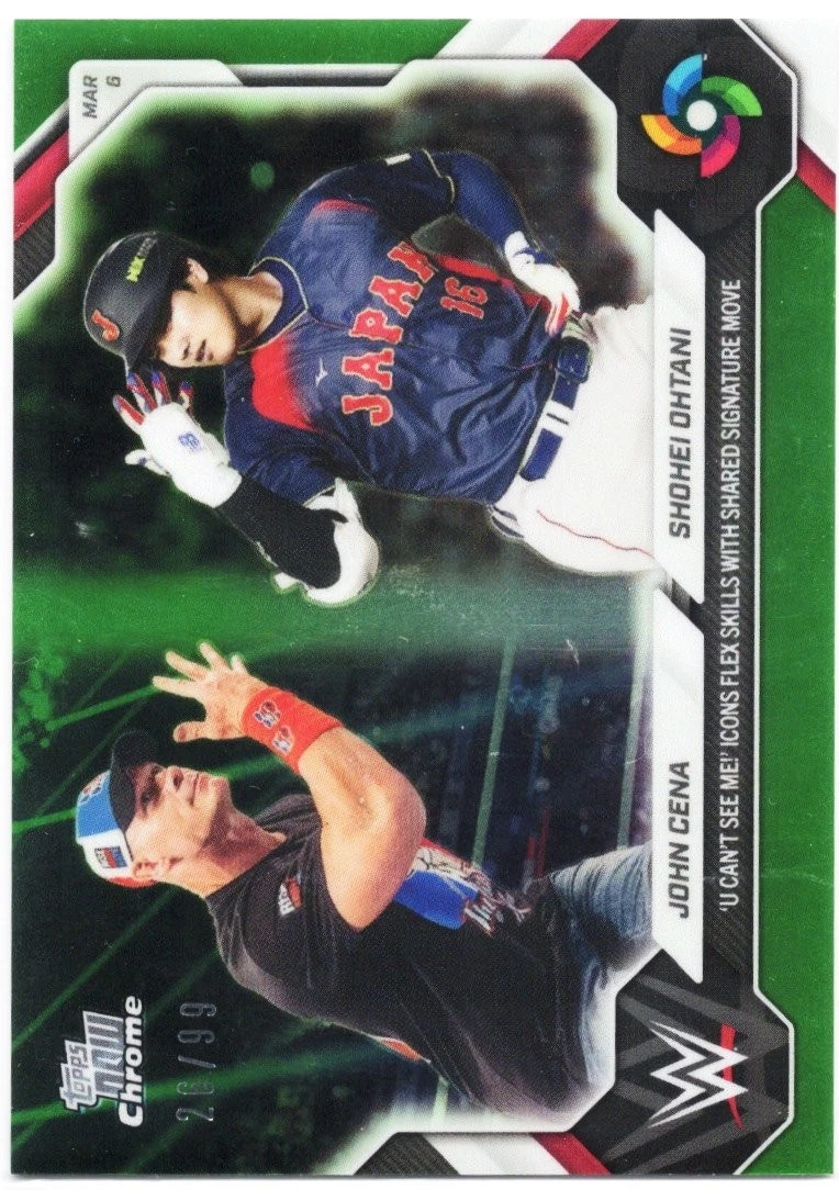2026 Topps Now WBC John Cena/Shohei Ohtani #WBCO Green Chrome /99 Baseball Card