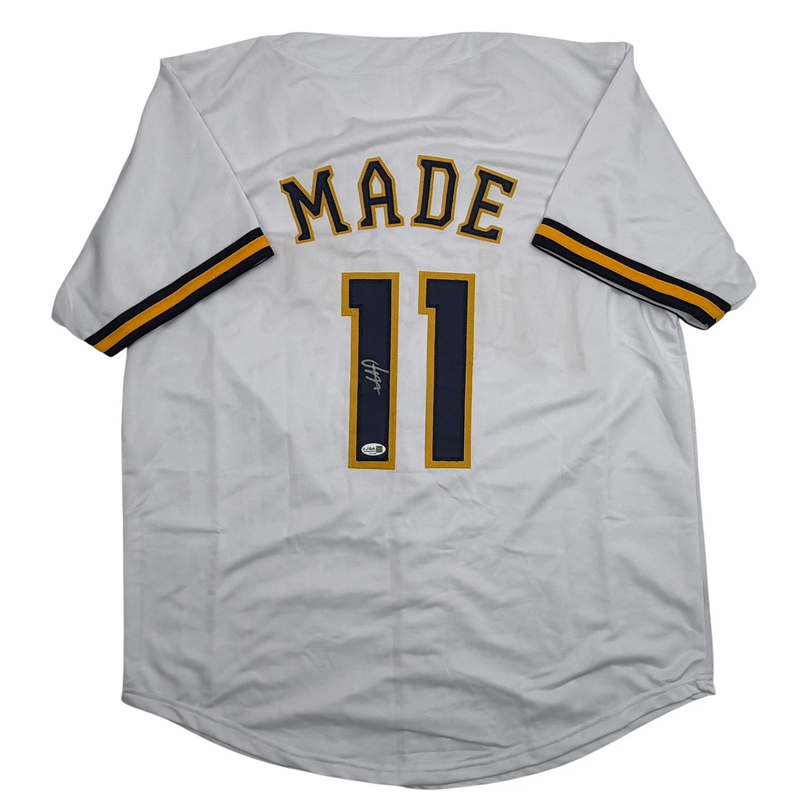 Autographed/Signed Jesus Made Milwaukee White Baseball Jersey JSA COA